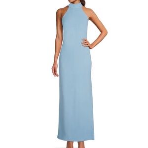 Belle Badgley Mischa Size 4 blue halter dress with slit - wedding/bridesmaid